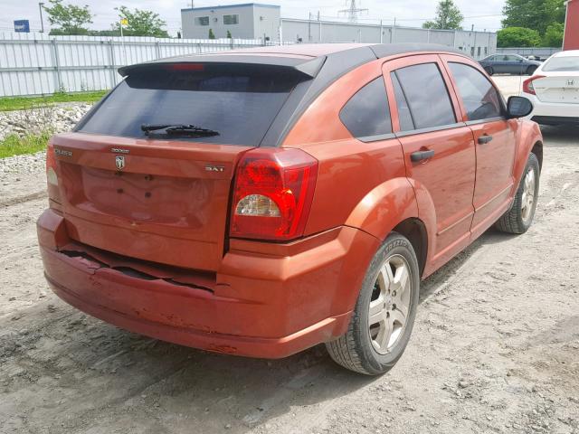 1B3HB48B87D343556 - 2007 DODGE CALIBER SX ORANGE photo 4