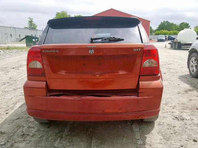 1B3HB48B87D343556 - 2007 DODGE CALIBER SX ORANGE photo 9