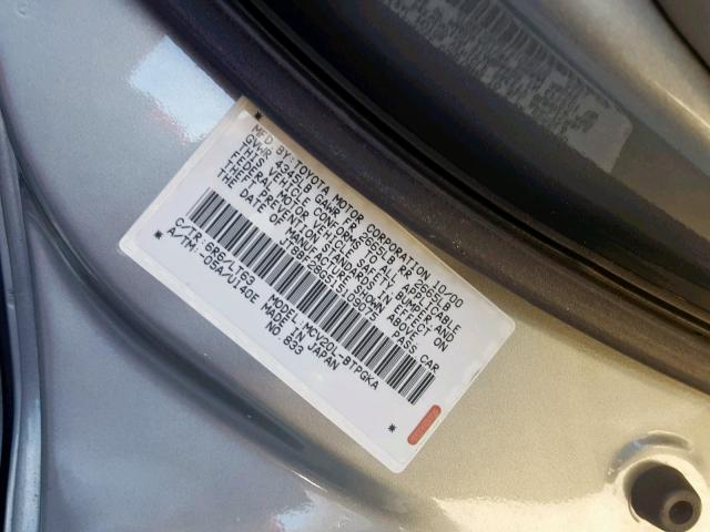 JT8BF28G515109075 - 2001 LEXUS ES 300 GRAY photo 10