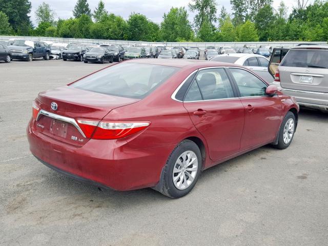 4T1BD1FK7FU164144 - 2015 TOYOTA CAMRY HYBR RED photo 4