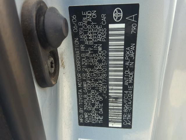 JTKDE177870157970 - 2007 TOYOTA SCION TC BLUE photo 10