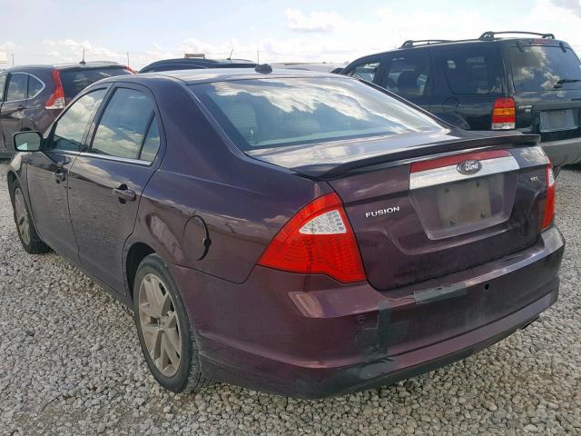 3FAHP0JA4CR413801 - 2012 FORD FUSION SEL BURGUNDY photo 3