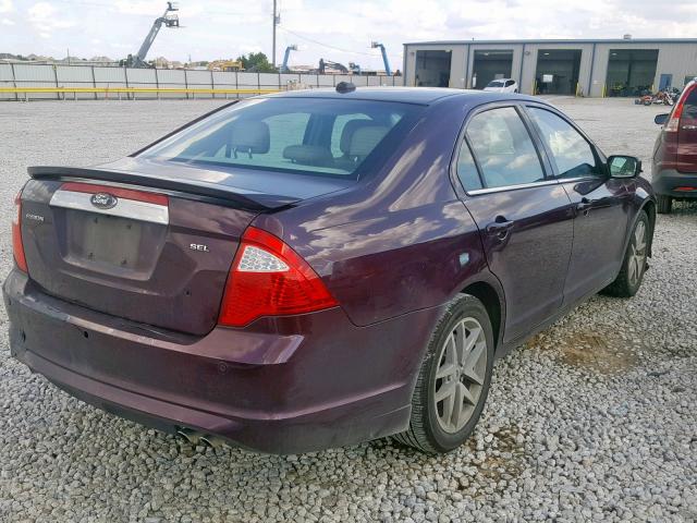 3FAHP0JA4CR413801 - 2012 FORD FUSION SEL BURGUNDY photo 4