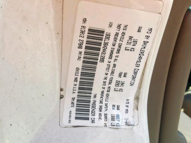 1B3EL36X24N312995 - 2004 DODGE STRATUS SE WHITE photo 10