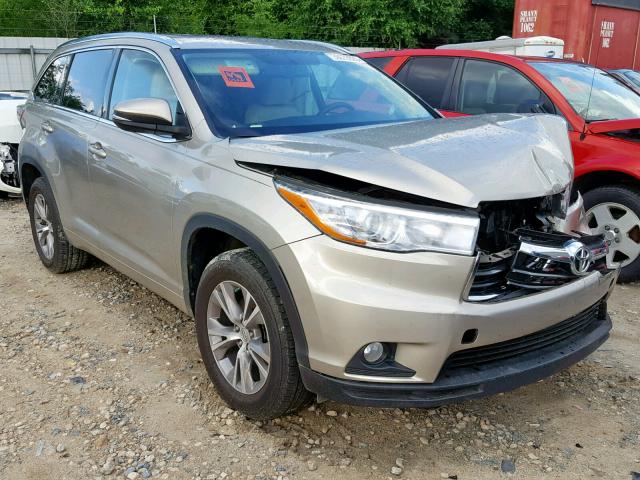 5TDKKRFH7FS110277 - 2015 TOYOTA HIGHLANDER GOLD photo 1