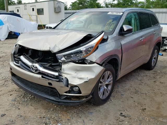 5TDKKRFH7FS110277 - 2015 TOYOTA HIGHLANDER GOLD photo 2