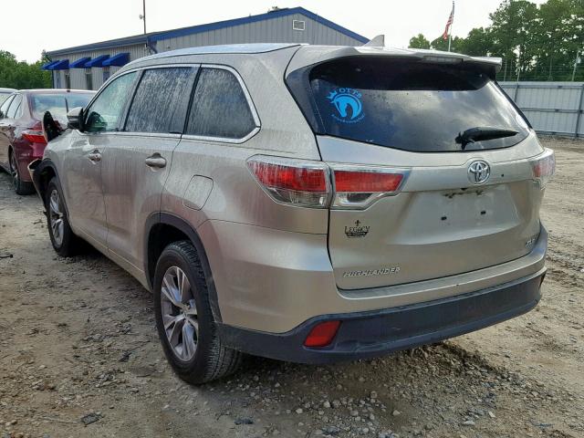 5TDKKRFH7FS110277 - 2015 TOYOTA HIGHLANDER GOLD photo 3