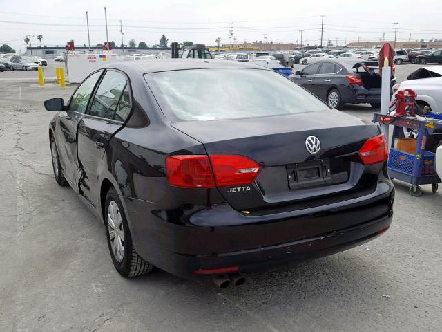 3VW2K7AJXEM435452 - 2014 VOLKSWAGEN JETTA BASE BLACK photo 3