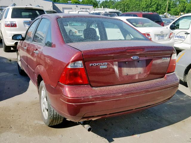 1FAHP34N16W204971 - 2006 FORD FOCUS ZX4 BURGUNDY photo 3