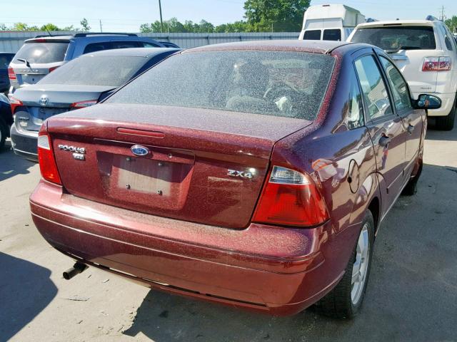 1FAHP34N16W204971 - 2006 FORD FOCUS ZX4 BURGUNDY photo 4