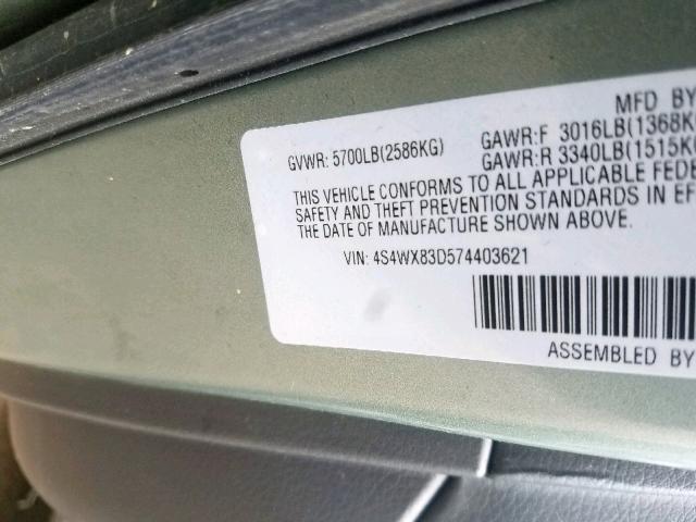 4S4WX83D574403621 - 2007 SUBARU B9 TRIBECA GREEN photo 10