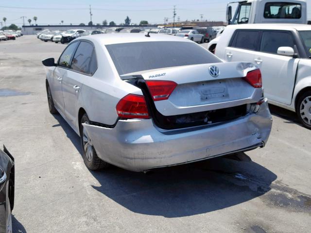 1VWAP7A33CC106539 - 2012 VOLKSWAGEN PASSAT S SILVER photo 3