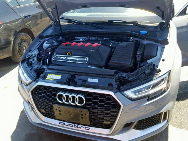 WUABWGFF3J1902216 - 2018 AUDI RS3 GRAY photo 7