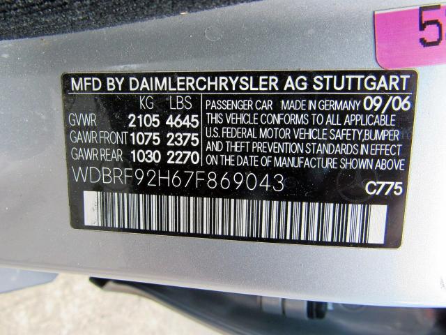 WDBRF92H67F869043 - 2007 MERCEDES-BENZ C 280 4MAT SILVER photo 9