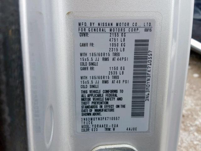 3N63M0YN3FK710557 - 2015 CHEVROLET CITY EXPRE SILVER photo 10