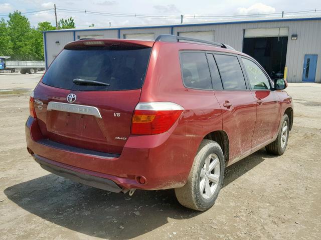 JTEES41A982036893 - 2008 TOYOTA HIGHLANDER RED photo 4