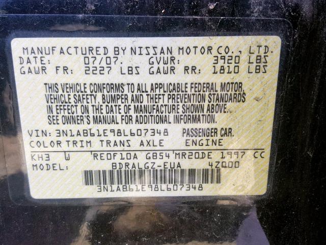 3N1AB61E98L607348 - 2008 NISSAN SENTRA 2.0 BLACK photo 10