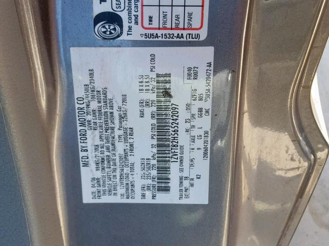 1ZVFT82H565242097 - 2006 FORD MUSTANG GT GRAY photo 10