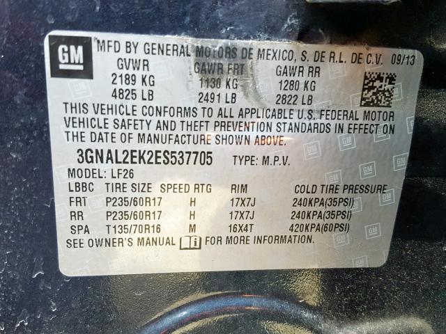 3GNAL2EK2ES537705 - 2014 CHEVROLET CAPTIVA LS 蓝色 照片 10