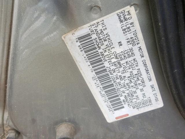 JT6HF10U6Y0162129 - 2000 LEXUS RX 300 GRAY photo 10