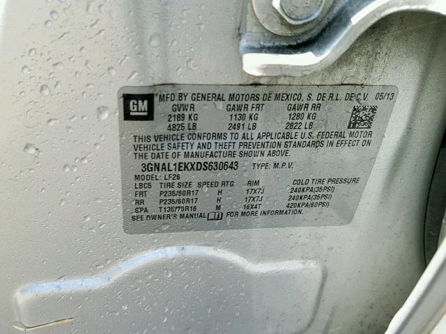 3GNAL1EKXDS630643 - 2013 CHEVROLET CAPTIVA LS 银色 照片 10