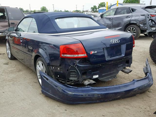 WUARL48H67K900922 - 2007 AUDI S4 QUATTRO BLUE photo 3