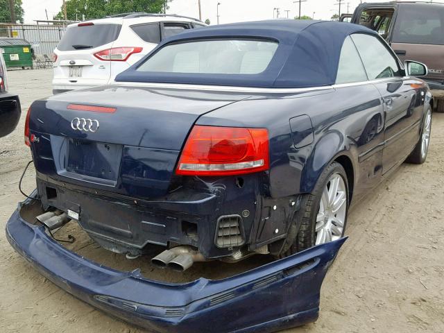 WUARL48H67K900922 - 2007 AUDI S4 QUATTRO BLUE photo 4