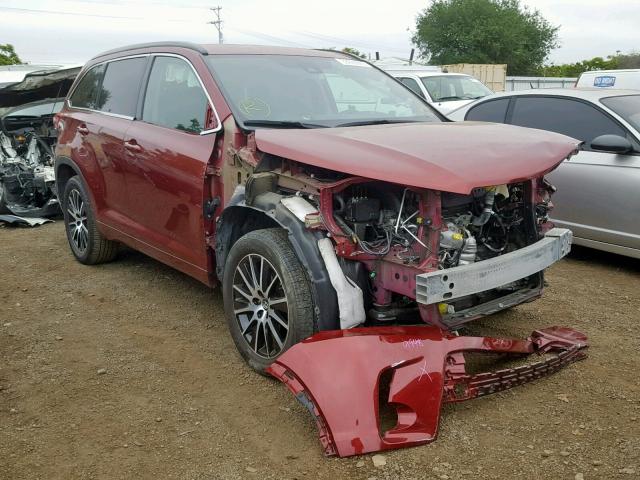 5TDKZRFH0JS531939 - 2018 TOYOTA HIGHLANDER RED photo 1