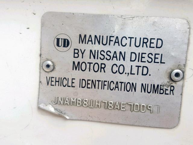 JNAMB81H78AE70097 - 2008 NISSAN DIESEL UD2000 WHITE photo 10