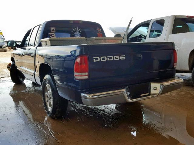 1B7HL48X22S561357 - 2002 DODGE DAKOTA QUA BLUE photo 3