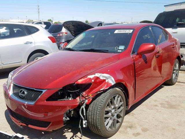 JTHCK262972012611 - 2007 LEXUS IS 250 RED photo 2