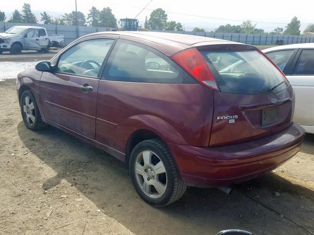 1FAHP31N27W171033 - 2007 FORD FOCUS ZX3 MAROON photo 3