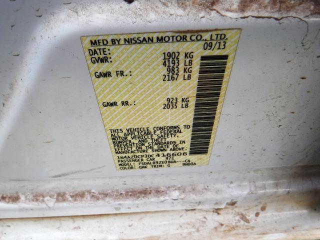 1N4AZ0CP3DC416606 - 2013 NISSAN LEAF S WHITE photo 10