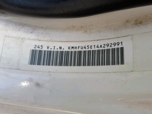 KMHFU45E14A292991 - 2004 HYUNDAI XG 350 WHITE photo 10