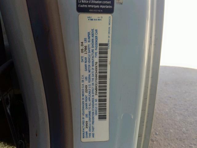 3VWBM31YX4M349976 - 2004 VOLKSWAGEN NEW BEETLE Mavi foto 10