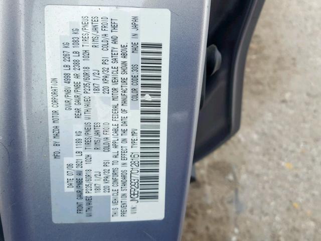 JM3ER293770128161 - 2007 MAZDA CX-7 SILVER photo 10