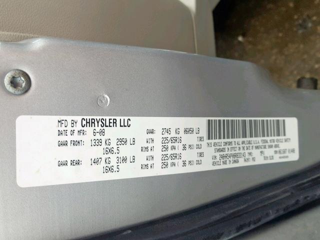 2A8HR54P08R833143 - 2008 CHRYSLER TOWN & COU SILVER photo 10