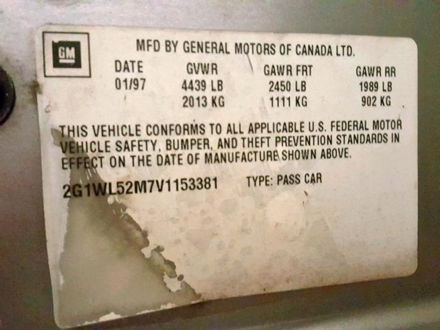 2G1WL52M7V1153381 - 1997 CHEVROLET LUMINA BAS Boz foto 10