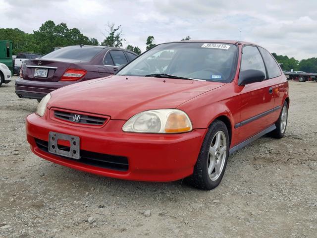 2HGEJ6345WH114246 - 1998 HONDA CIVIC DX RED photo 2