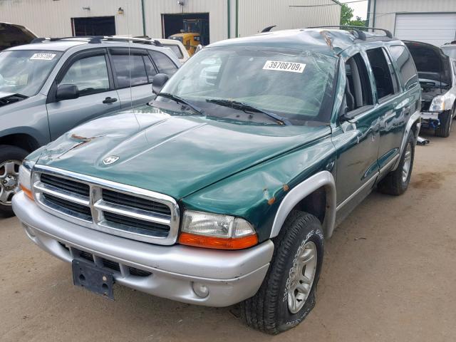 1D4HS58N93F612437 - 2003 DODGE DURANGO SL GREEN photo 2