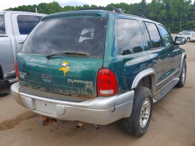 1D4HS58N93F612437 - 2003 DODGE DURANGO SL GREEN photo 4