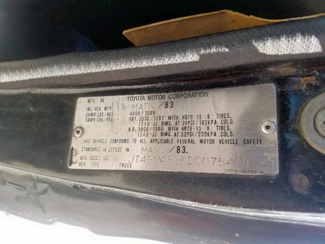 JT4RN48S6D0075474 - 1983 TOYOTA PICKUP RN4 BLACK photo 10