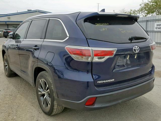 5TDKKRFH3GS155993 - 2016 TOYOTA HIGHLANDER BLUE photo 3