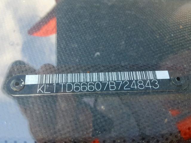 KL1TD66607B724843 - 2007 CHEVROLET AVEO BASE Күміс фото 10