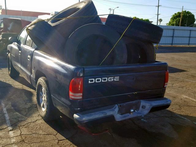 1B7HL38N62S624632 - 2002 DODGE DAKOTA QUA BLUE photo 3