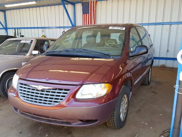 1C8GJ25B11B121920 - 2001 CHRYSLER VOYAGER MAROON photo 2