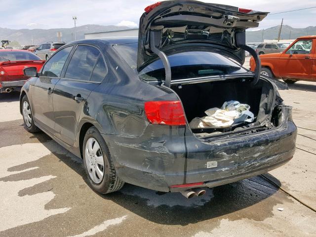 3VW1K7AJ0EM373572 - 2014 VOLKSWAGEN JETTA BASE BLACK photo 3