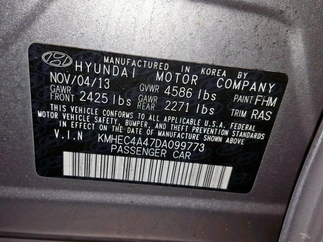 KMHEC4A47DA099773 - 2013 HYUNDAI SONATA HYB GRAY photo 10