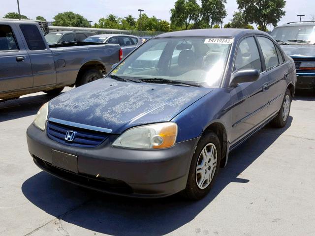 2HGES16442H939538 - 2002 HONDA CIVIC DX BLUE photo 2