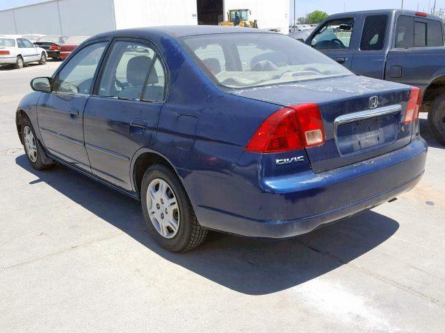 2HGES16442H939538 - 2002 HONDA CIVIC DX BLUE photo 3